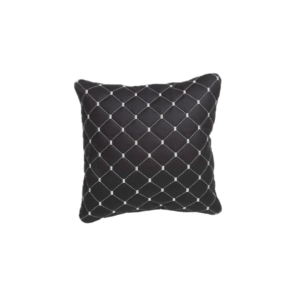 Подушка під спину 30×30 см (екошкіра) – Чорна з білим
