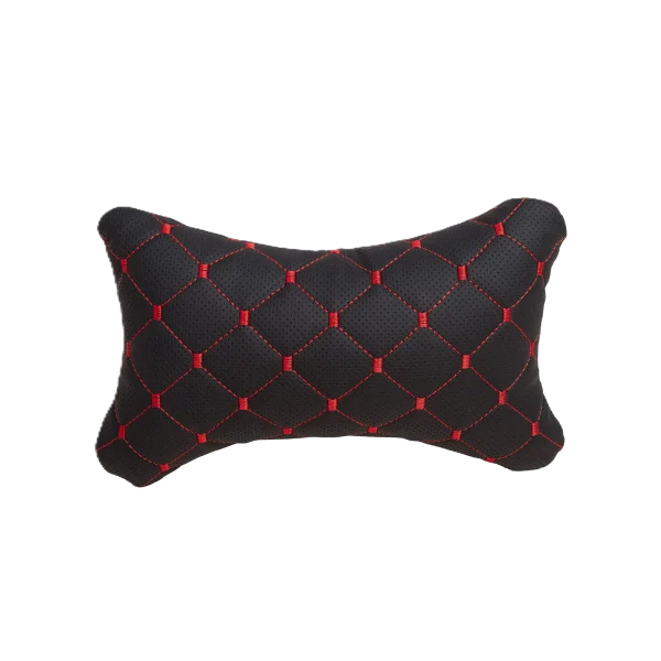 Подушка під шию 25×30 см (екошкіра) – Чорний з червоним