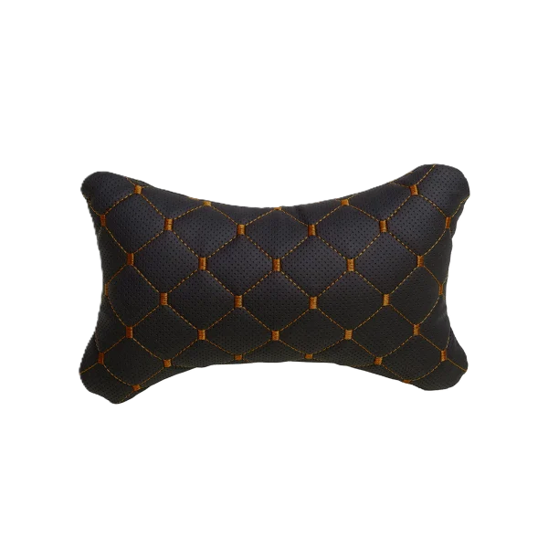 Подушка під шию 25×30 см (екошкіра) – Чорний з коричневим