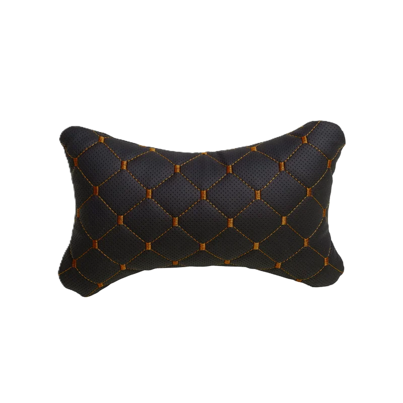 Подушка під шию 25×30 см (екошкіра) – Чорний з коричневим