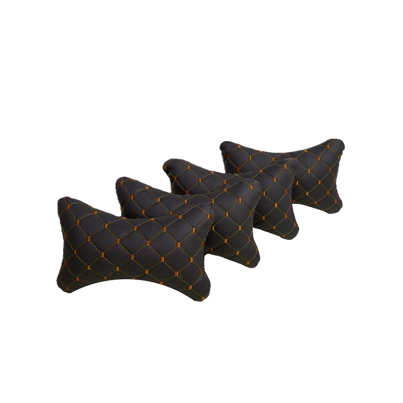 Подушка під шию 25×30 см (екошкіра) – Чорний з коричневим