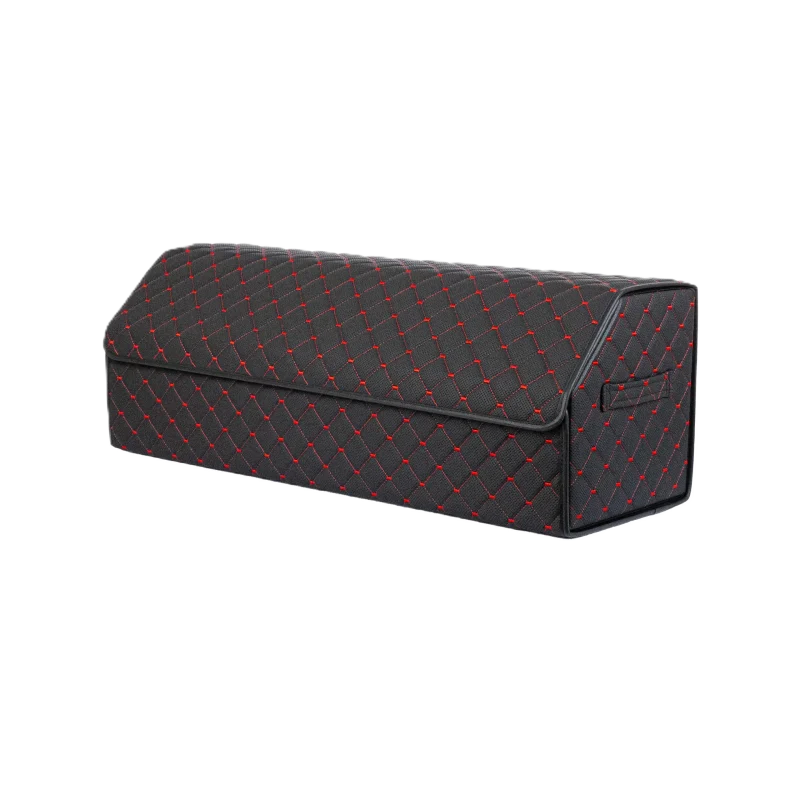 Органайзер для багажника AvtoCase XL из экокожи (30/30/80) – черный с красным