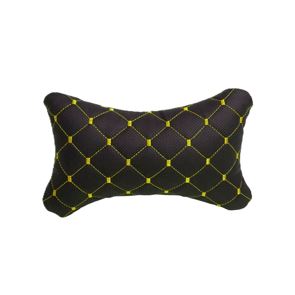 Подушка під шию 25×30 см (екошкіра) – Чорний з жовтим