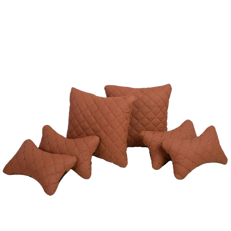 Подушка під шию 25×30 см (екошкіра) – Руда