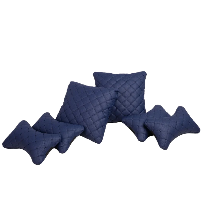 Подушка під шию 25×30 см (екошкіра) – Темно синя