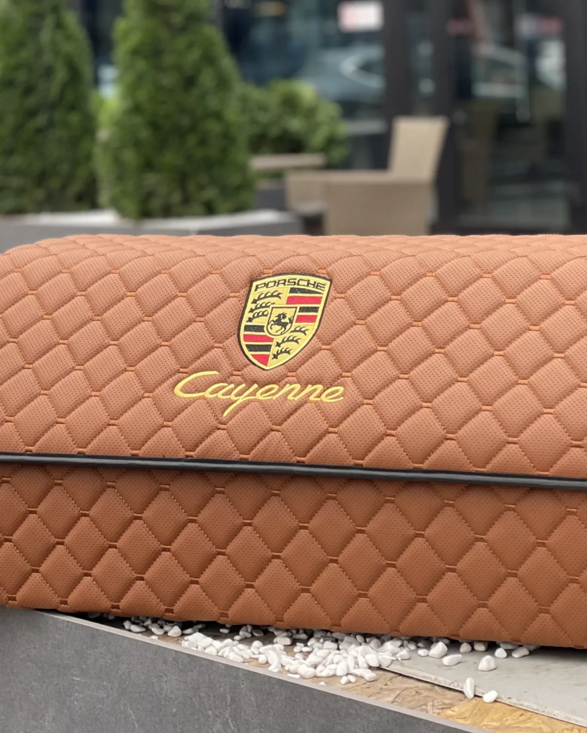 Органайзер в багажник AvtoCase L екошкіра (30/30/65) – Рудий з вишивкою Porsche